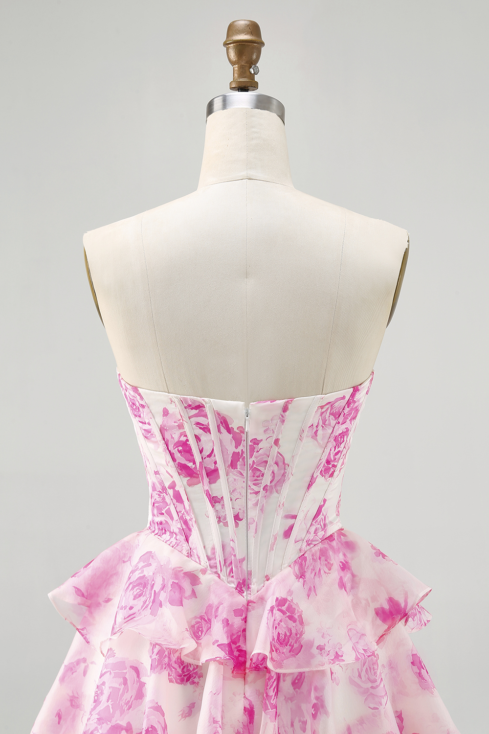 White and Blue Floral Corset Sweetheart Tiered Short Homecoming Dress with Sequins