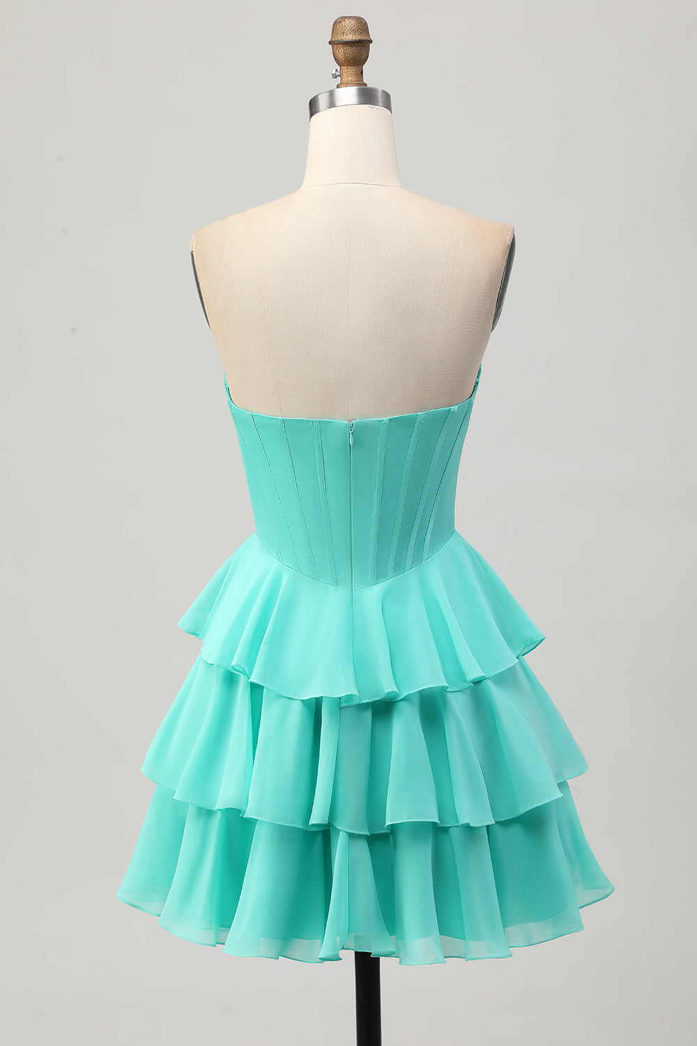 Sparkly Green Corset Ruffled Sweetheart Short Homecoming Dress with Ruffles