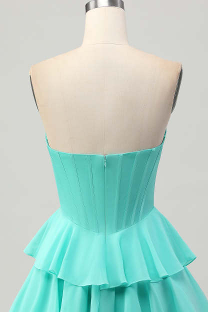 Sparkly Green Corset Ruffled Sweetheart Short Homecoming Dress with Ruffles