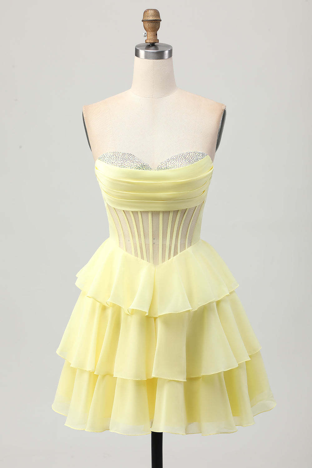 Sparkly Green Corset Ruffled Sweetheart Short Homecoming Dress with Ruffles