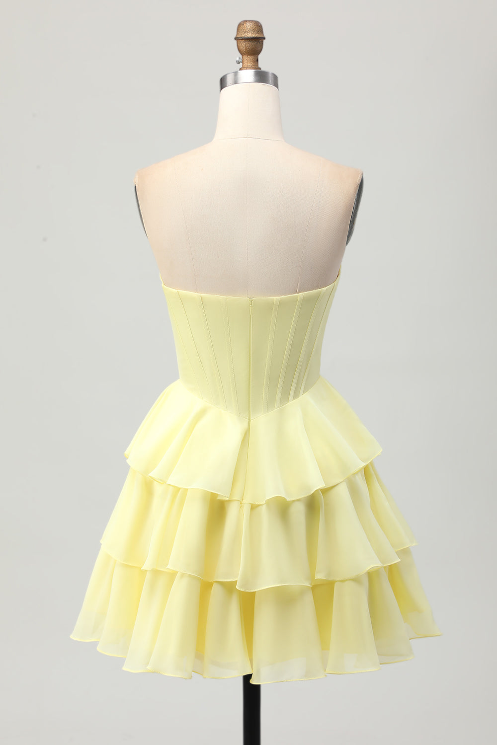 Sparkly Yellow Corset Ruffled Sweetheart Short Homecoming Dress with Beading