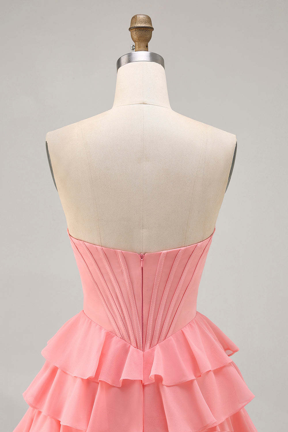 Sparkly Blush Sweetheart Tiered Short Corset Homecoming Dress with Ruffles