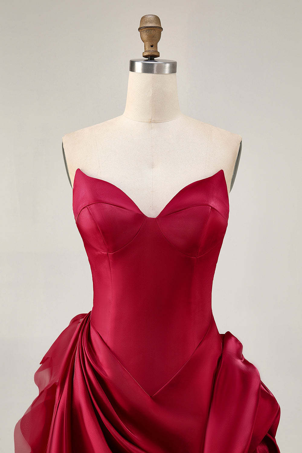 Burgundy Satin 3D Flower Tight Short Homecoming Dress with Side Cape