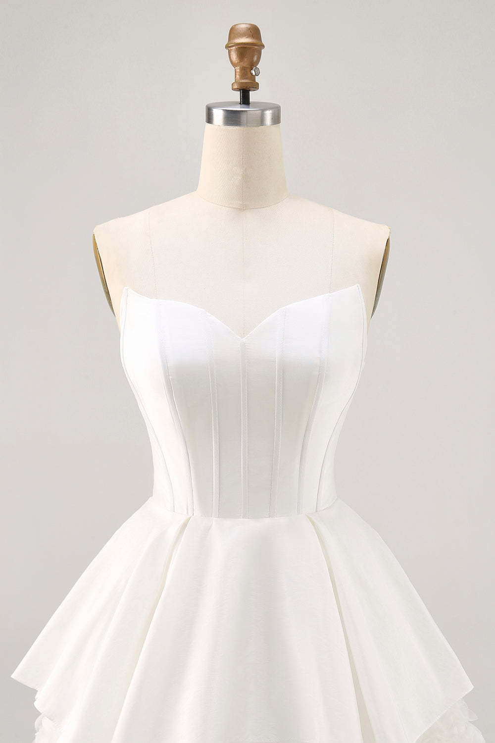 White Strapless Tiered Short Corset Homecoming Dress with Lace
