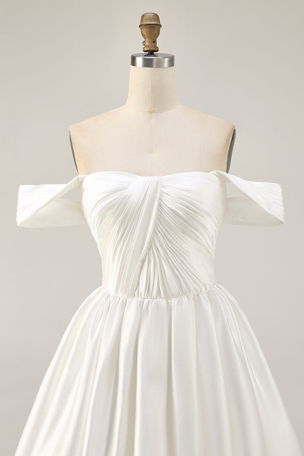 Pink Off the Shoulder Satin Ruched A Line Short Homecoming Dress