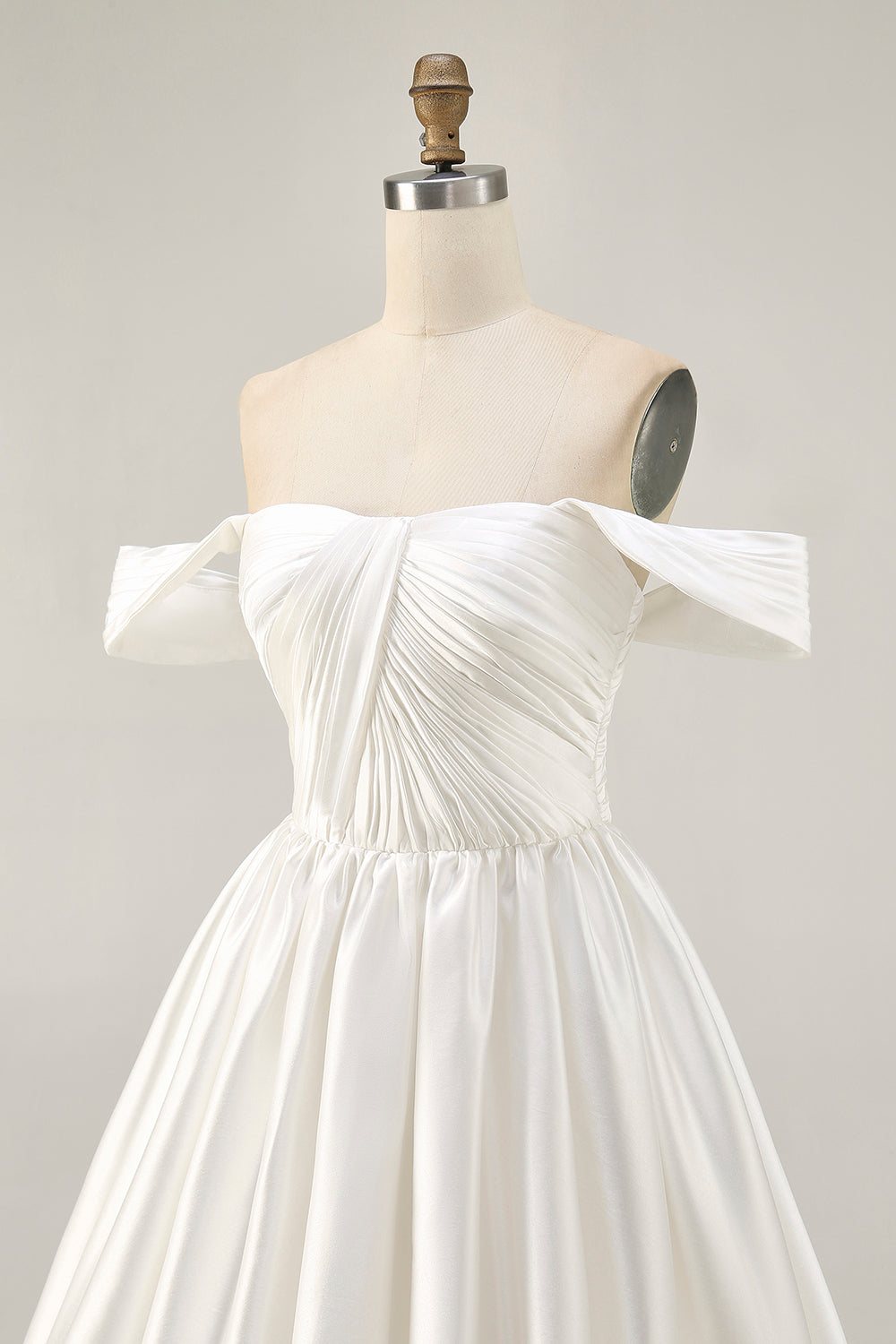 Pink Off the Shoulder Satin Ruched A Line Short Homecoming Dress
