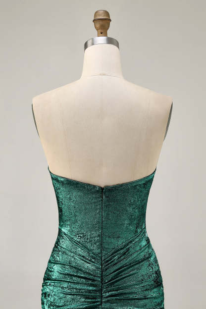 Sparkly Golden Strapless Tight Short Homecoming Dress with Rhinestones