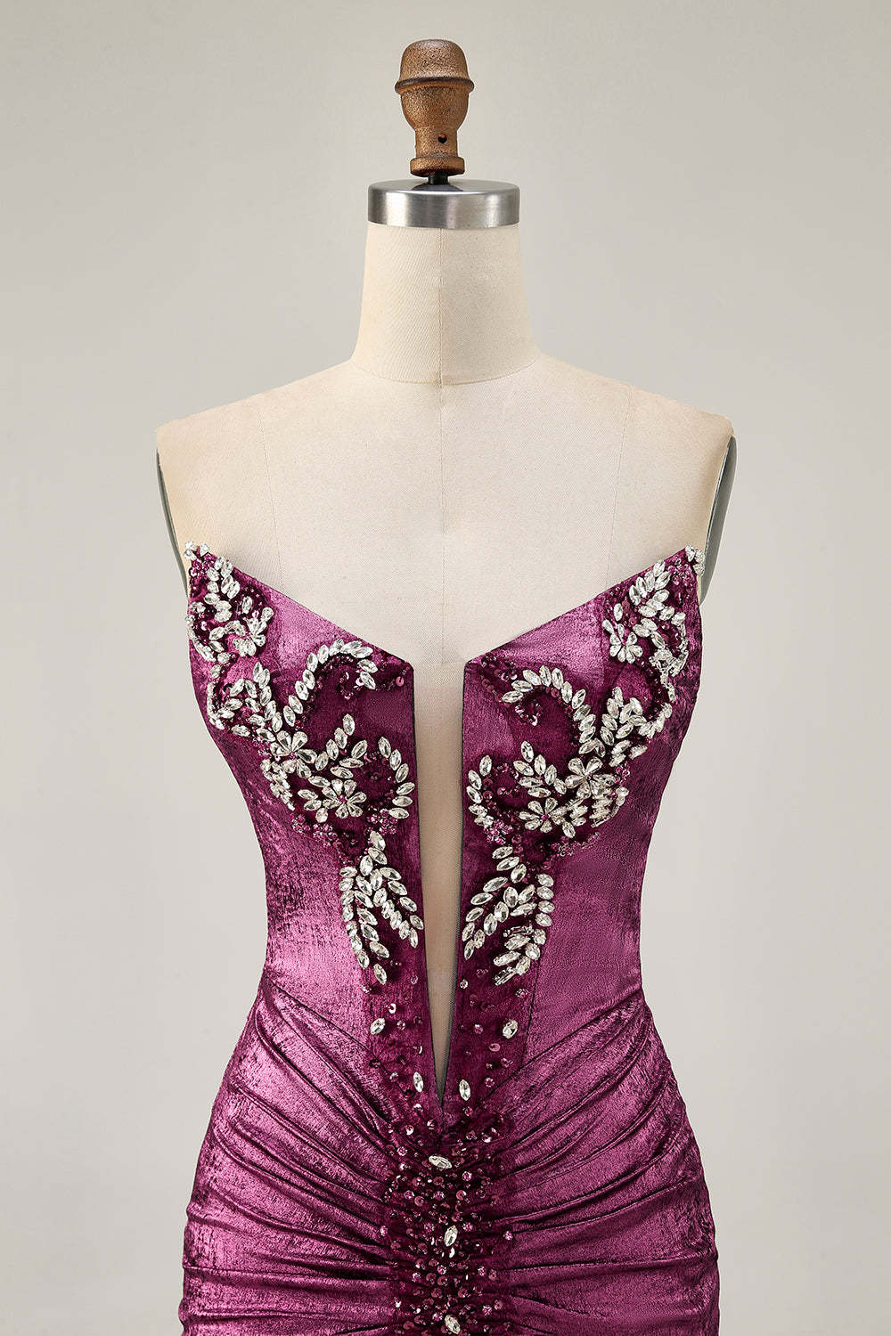 Sparkly Golden Strapless Tight Short Homecoming Dress with Rhinestones