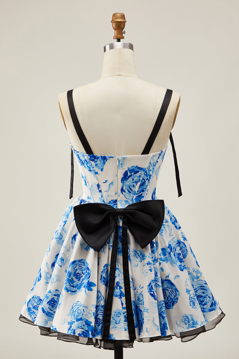 Cute White Fuchsia A Line Corset Floral Short Homecoming Dress with Bow
