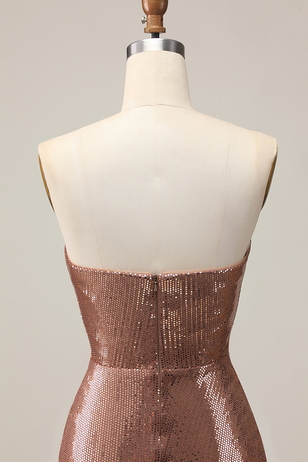 Coffee Sparkly Sequined Sweetheart Tight Short Homecoming Dress