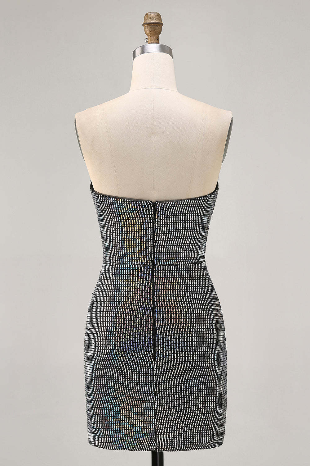 White Silver Strapless Sparkly Sequined Ruched Tight Short Homecoming Dress