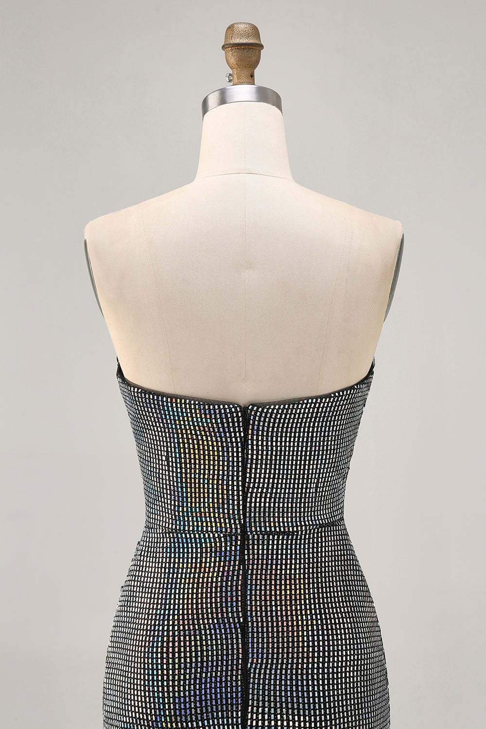 White Silver Strapless Sparkly Sequined Ruched Tight Short Homecoming Dress