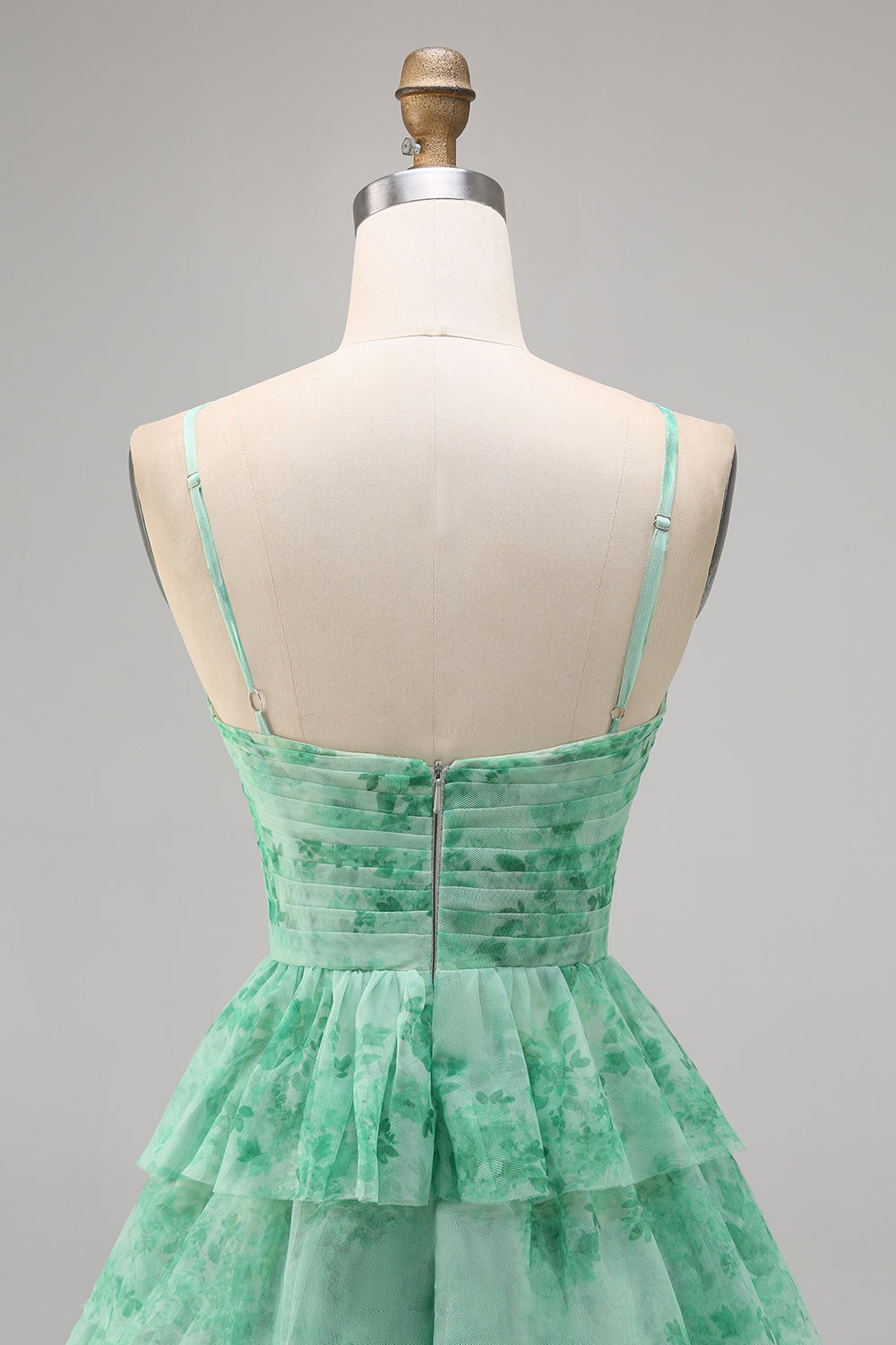 Purple A Line Keyhole Tiered Floral Short Homecoming Dress with Ruffles