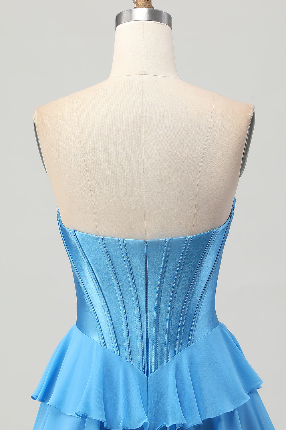 Blue Corset Tiered Sweetheart Short Homecoming Dress with Appliques