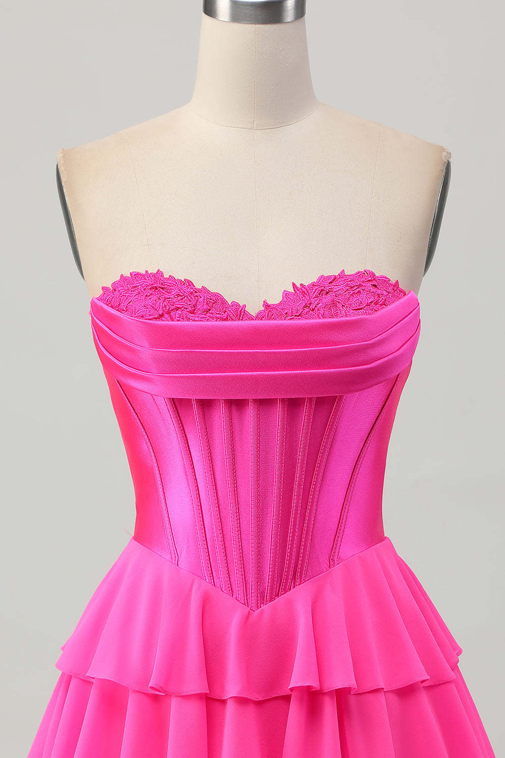 Blue Corset Tiered Sweetheart Short Homecoming Dress with Appliques