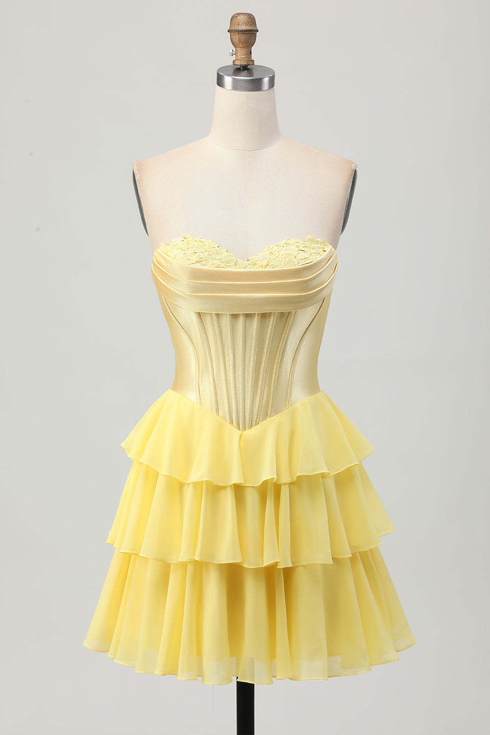 Blue Corset Tiered Sweetheart Short Homecoming Dress with Appliques