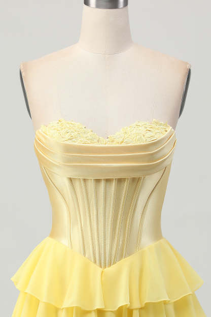 Blue Corset Tiered Sweetheart Short Homecoming Dress with Appliques