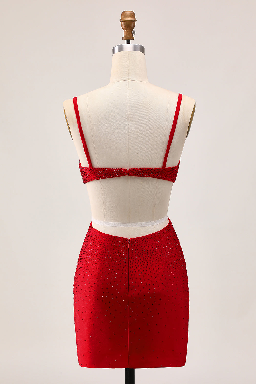 Red Tight Cut Out Short Sparkly Homecoming Dress with Beading