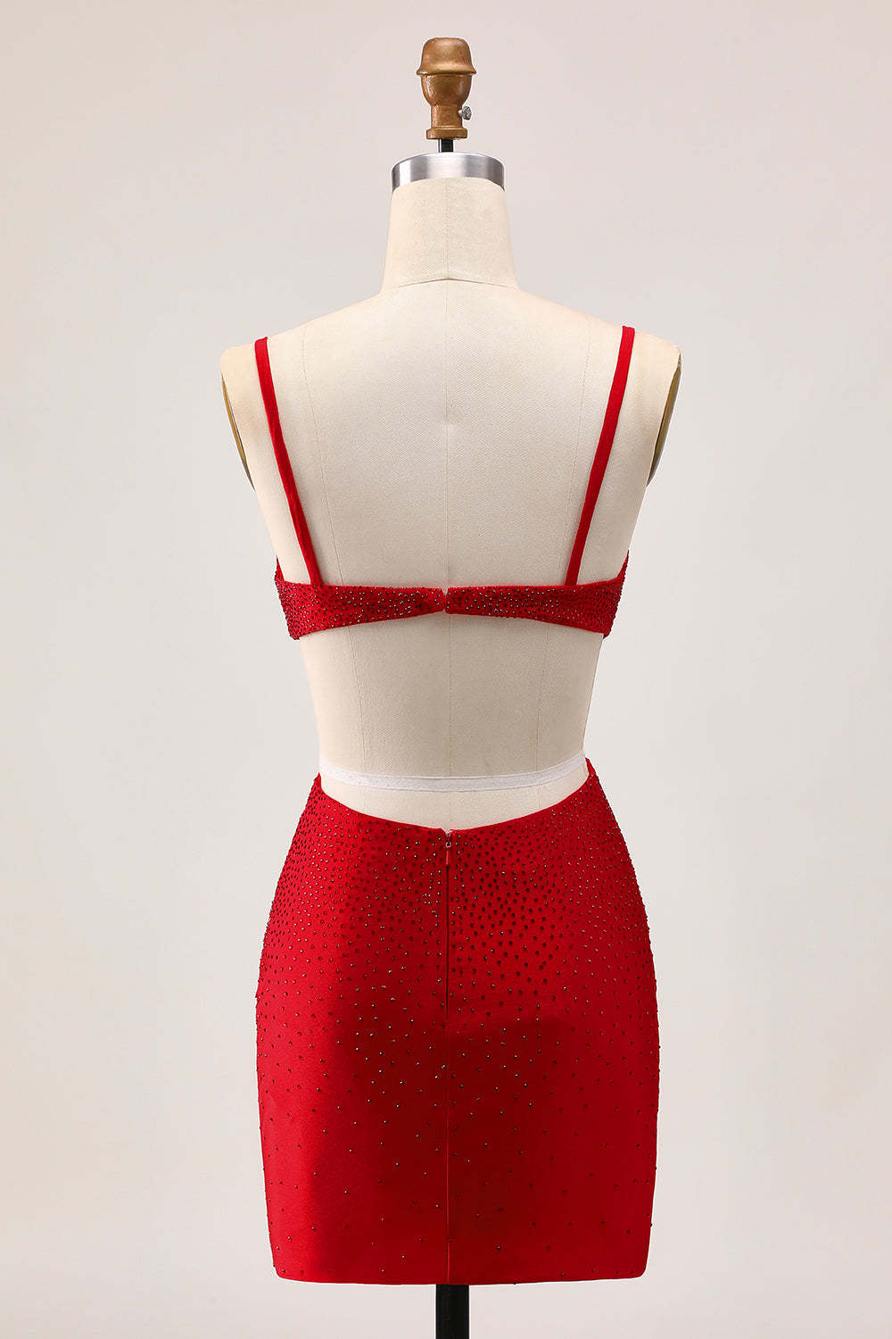 Red Tight Cut Out Short Sparkly Homecoming Dress with Beading