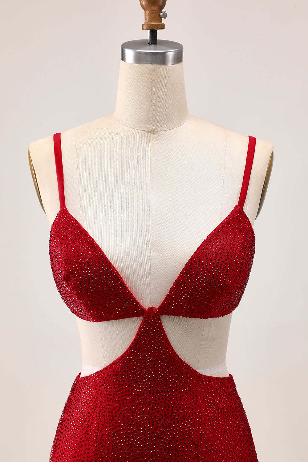 Red Tight Cut Out Short Sparkly Homecoming Dress with Beading