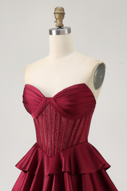 Sparkly Green Corset Ruffled Short Homecoming Dress with Beading