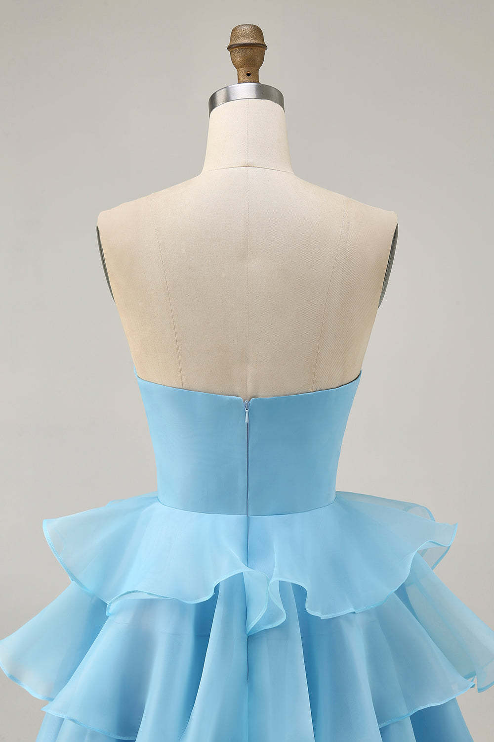 Purple Strapless A Line Short Tiered Homecoming Dress with Ruffles