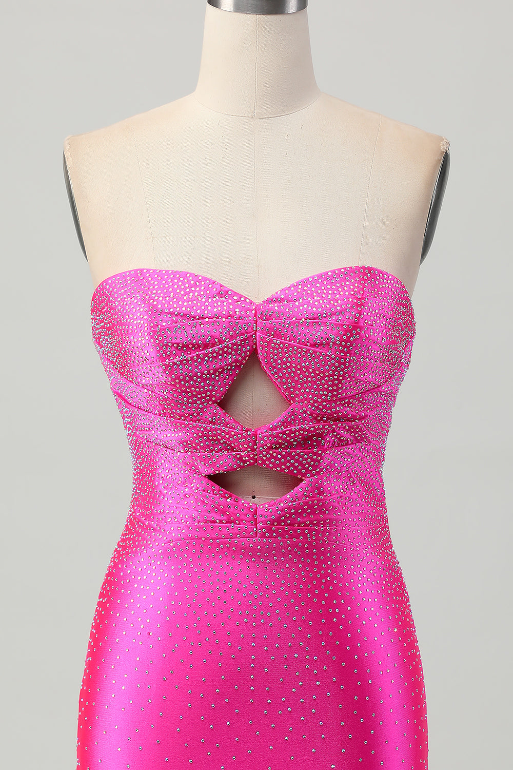 Sparkly Fuchsia Tight Sweetheart Keyhole Short Beaded Homecoming Dress