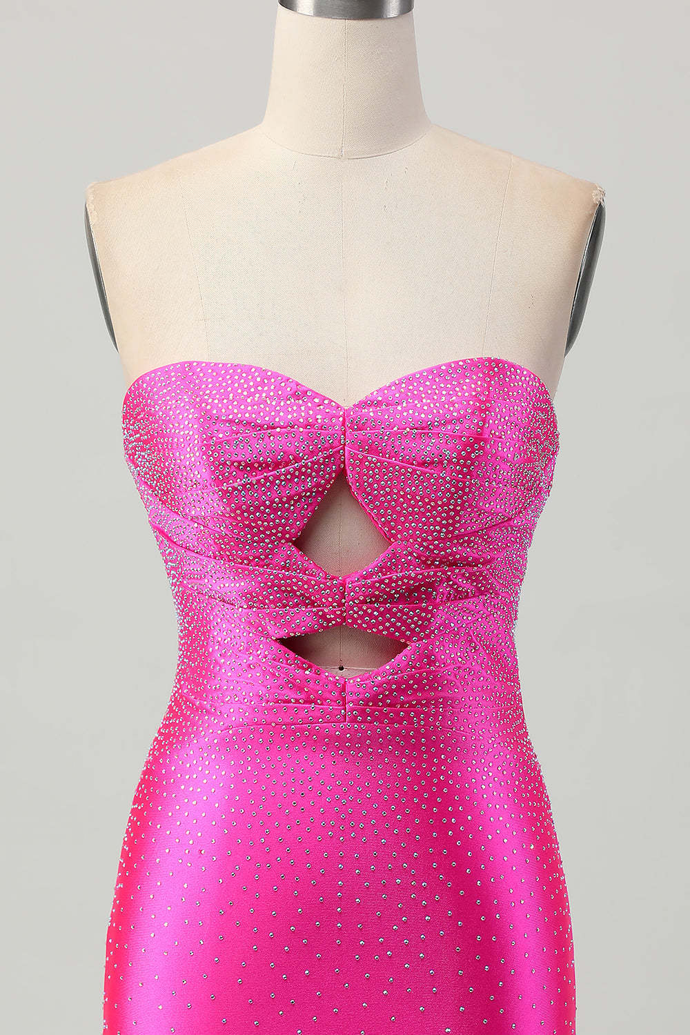 Sparkly Fuchsia Tight Sweetheart Keyhole Short Beaded Homecoming Dress