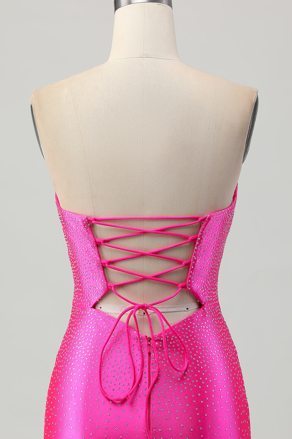 Sparkly Fuchsia Tight Sweetheart Keyhole Short Beaded Homecoming Dress
