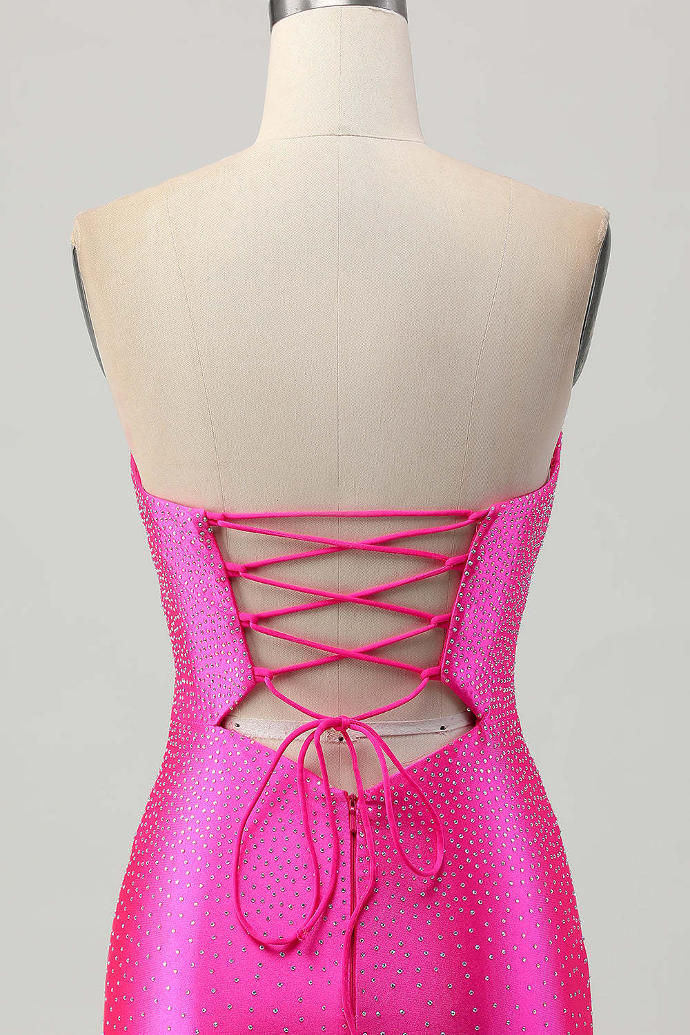 Sparkly Fuchsia Tight Sweetheart Keyhole Short Beaded Homecoming Dress