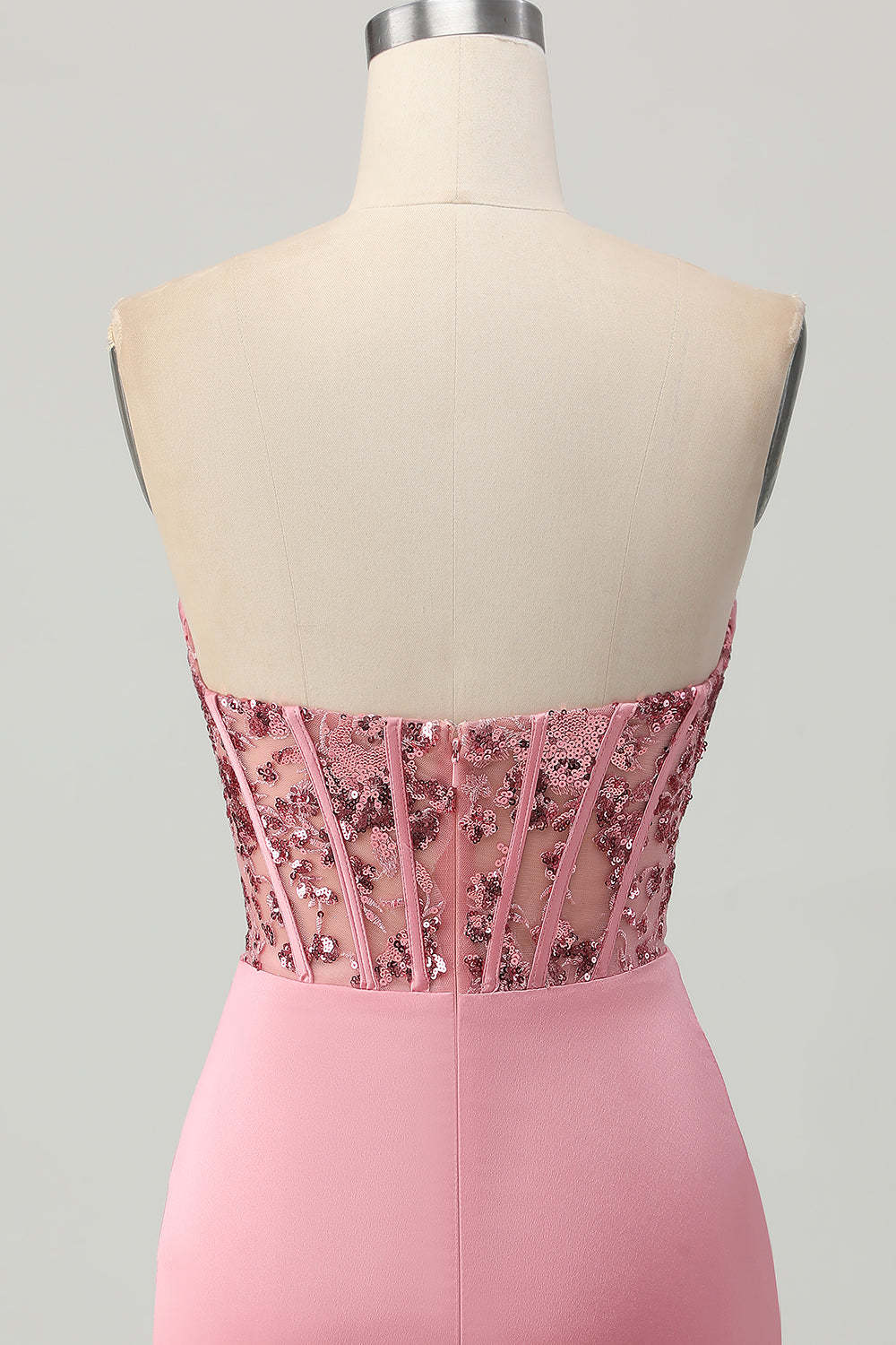 Sparkly Tight Blush Strapless Short Corset Homecoming Dress with Sequins