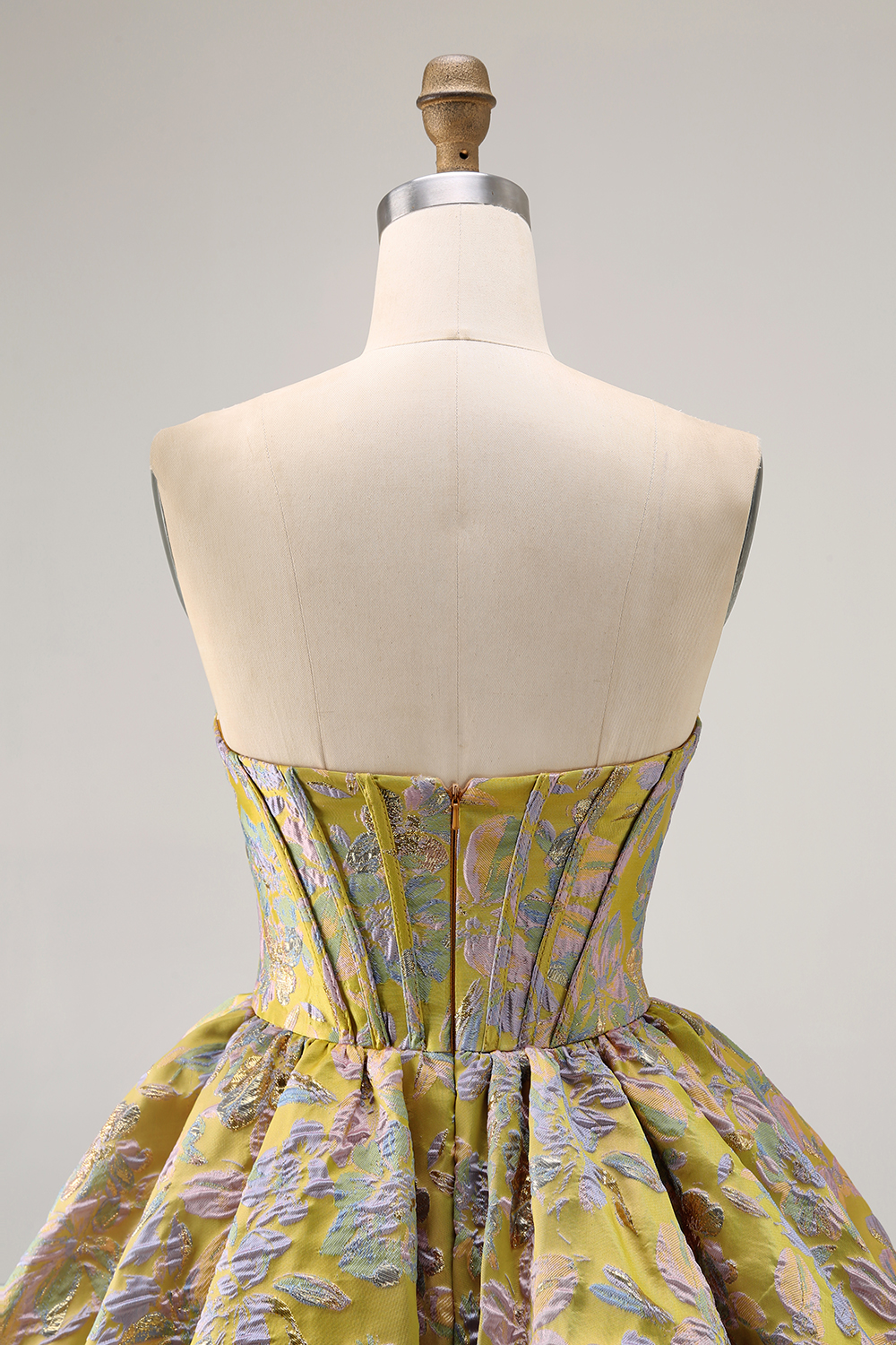 Purple Floral Printed Strapless Corset A Line Short Homecoming Dress