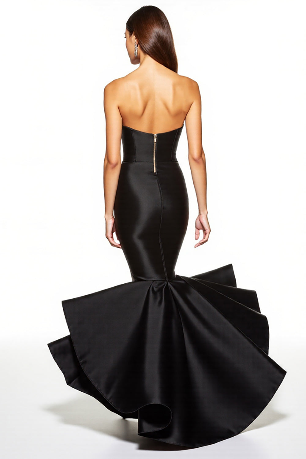 Black Corset Sweetheart Mermaid High-Low Black Tie Dress with Ruffles