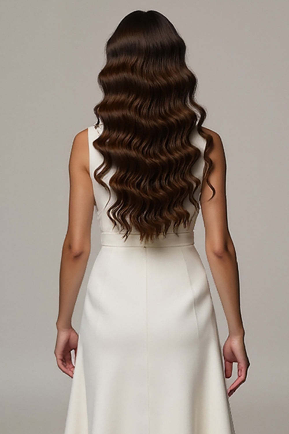 Ivory Midi Notched Lapel A Line Double Breasted Blazer Dress