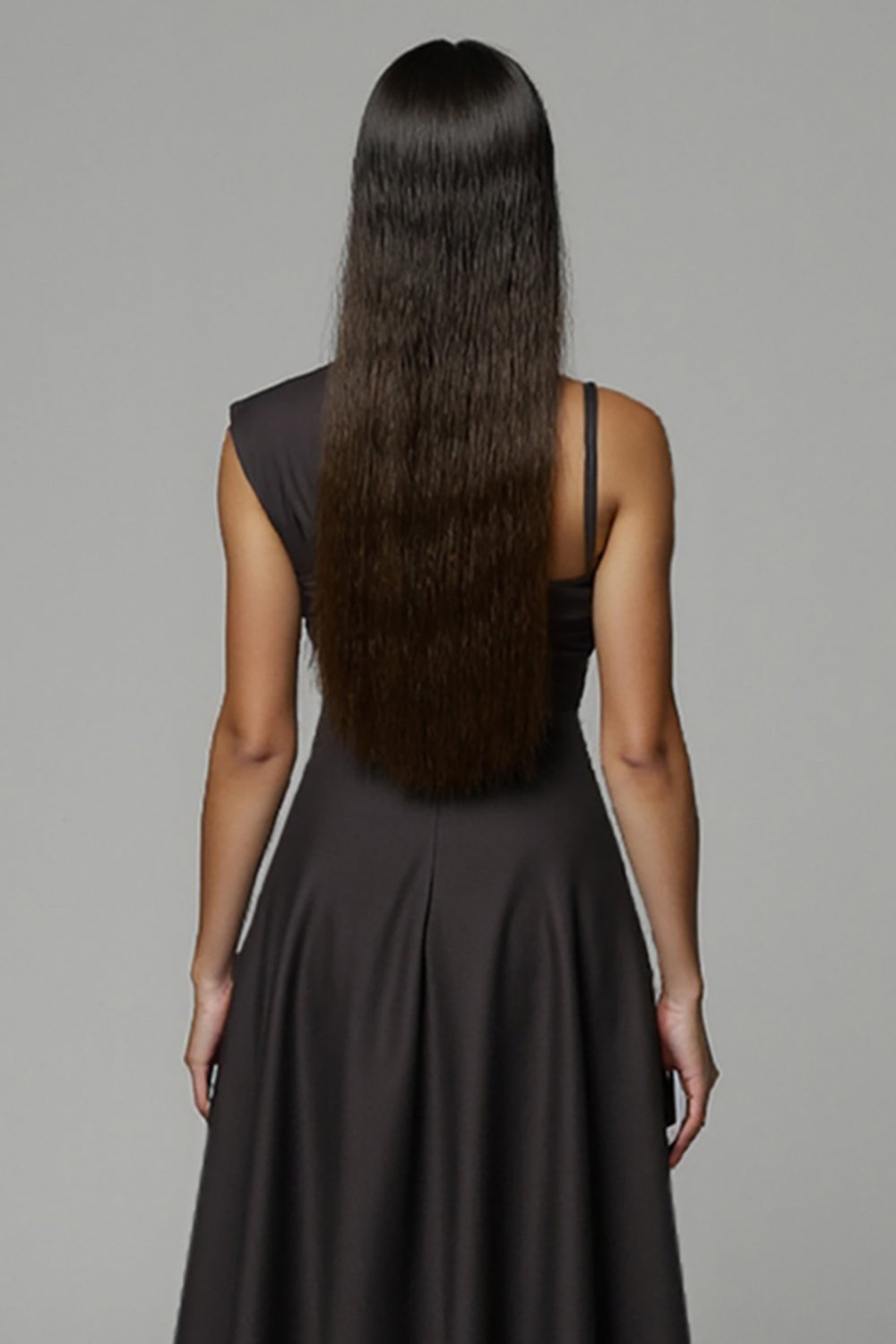 A Line Black Satin One Shoulder Midi Work Dress
