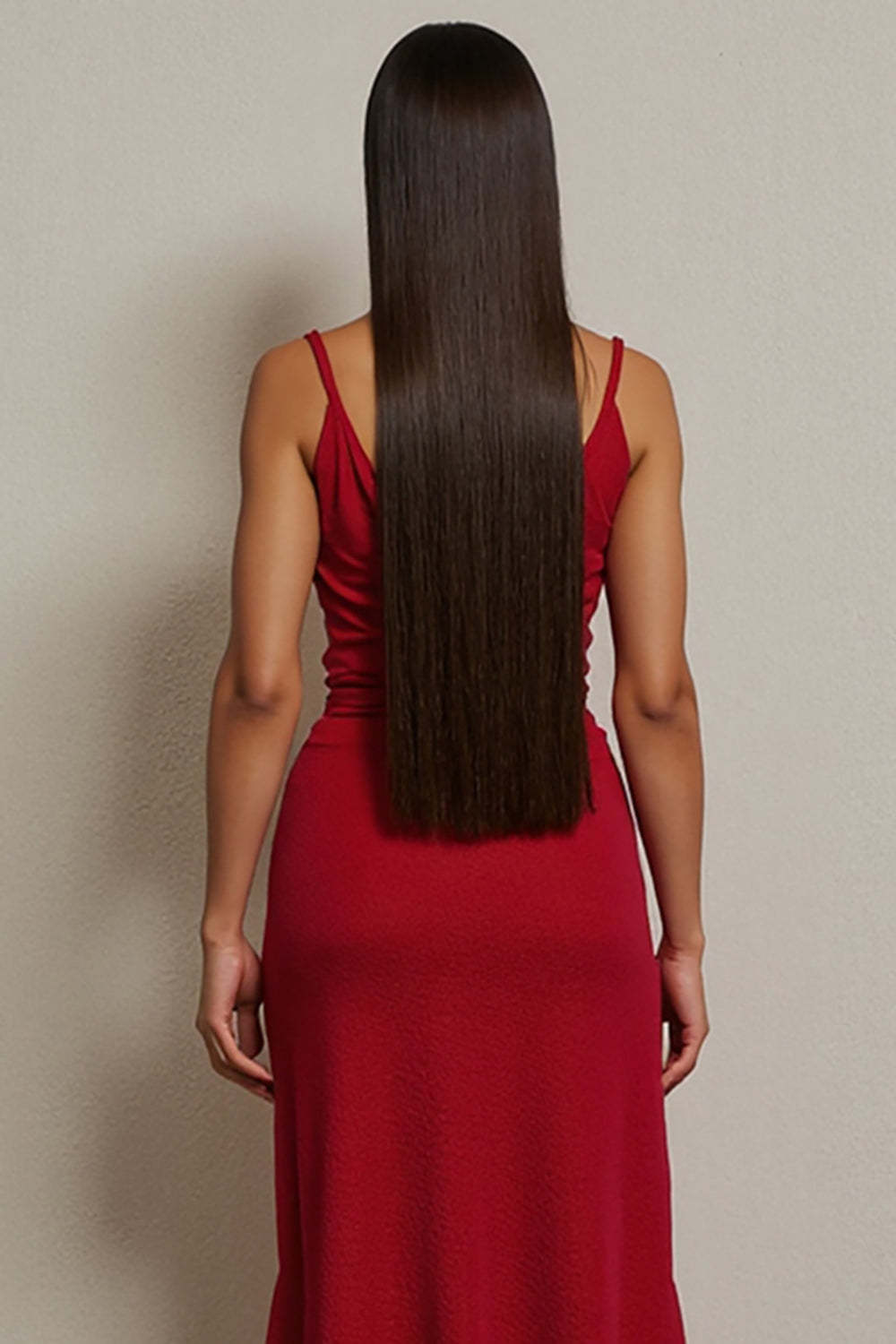 Red Ruched Spaghetti Straps Maxi A Line Semi Formal Dress