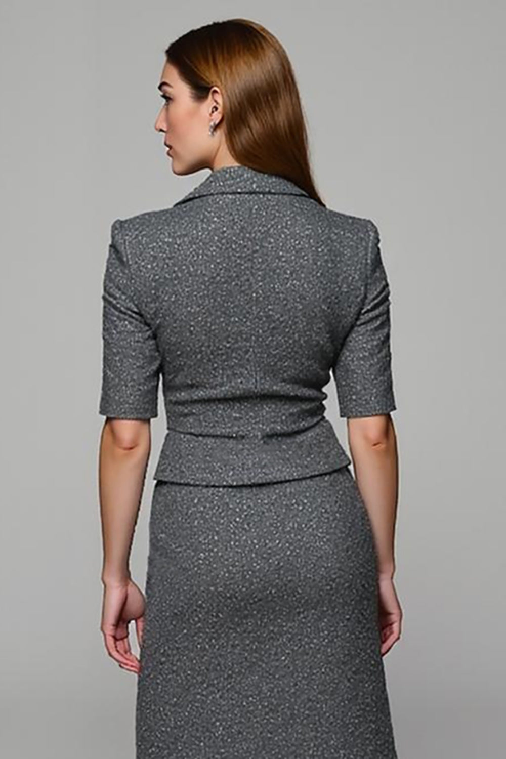 Sparkly Dark Grey 2 Piece Notched Lapel Single Breasted Business Suits