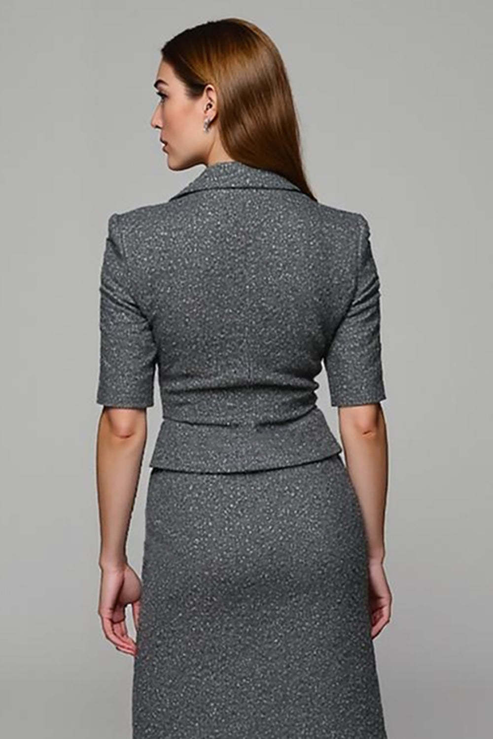 Sparkly Dark Grey 2 Piece Notched Lapel Single Breasted Business Suits
