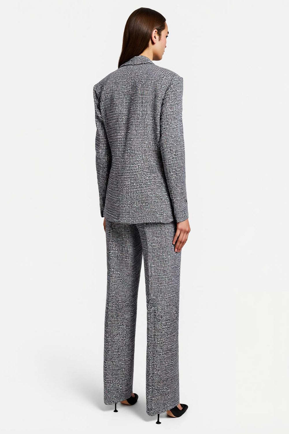 2 Piece Grey Tweed Notched Lapel Single Breasted Business Suits