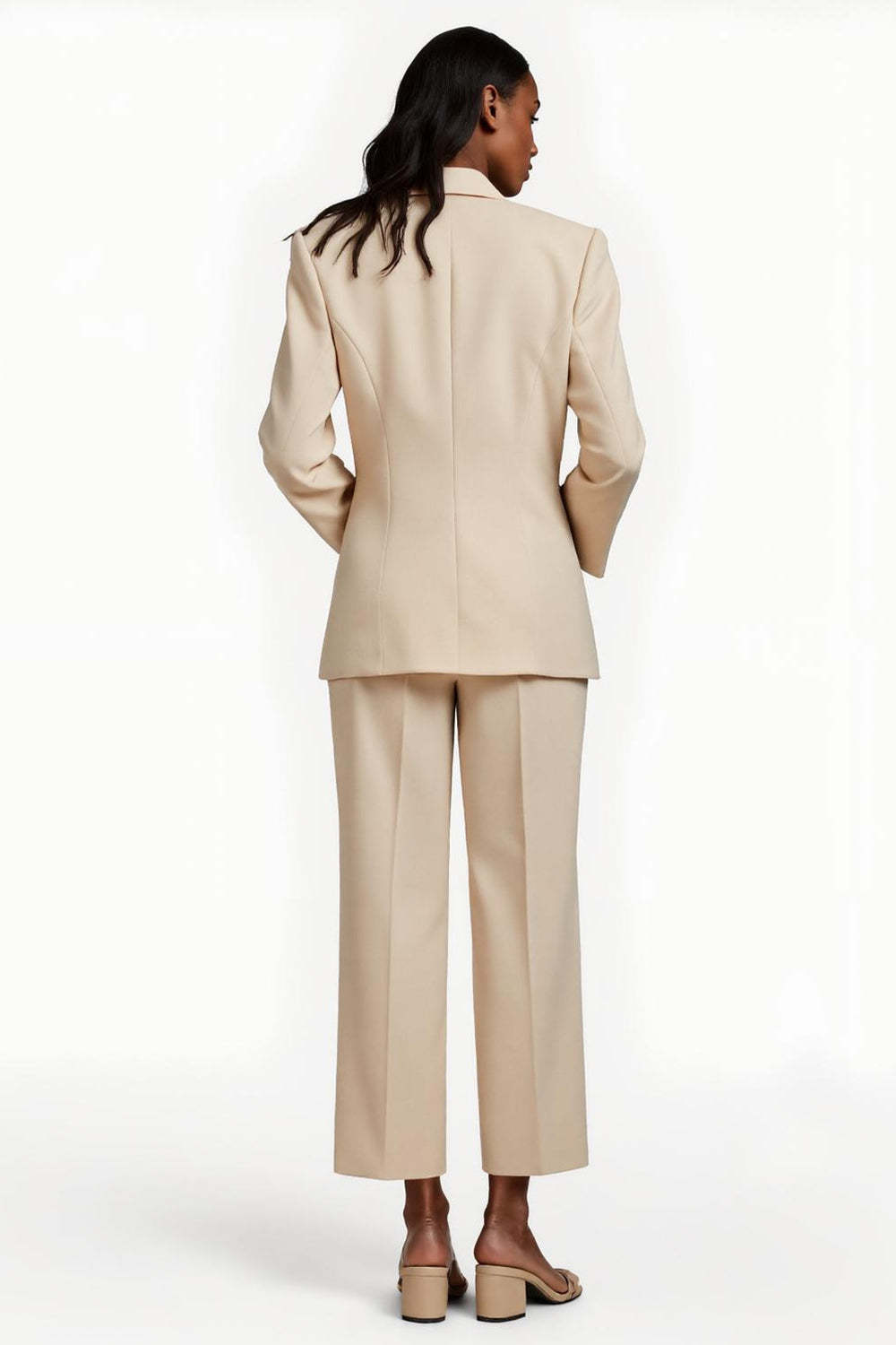 Apricot 2 Piece Notched Lapel Single Breasted Long Sleeves Business Suits