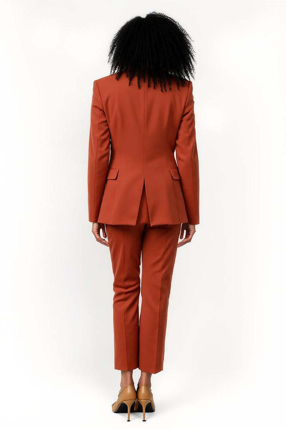 Brick Red 2 Piece Notched Lapel One Button Business Suits with Sleeves
