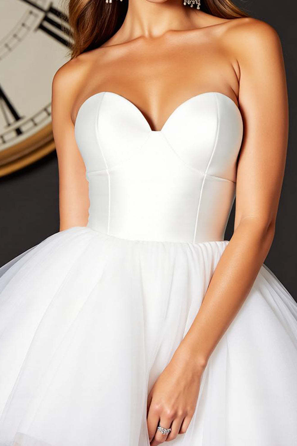 Sweetheart A Line Tulle Short White Homecoming Dress