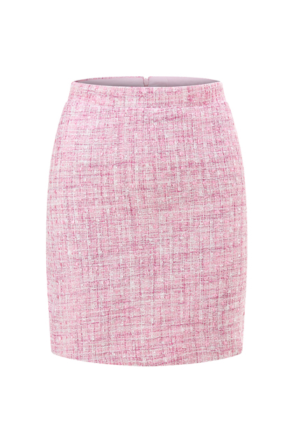 Pink Off the Shoulder 2 Piece Tweed Pencil Homecoming Outfits