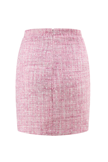 Pink Off the Shoulder 2 Piece Tweed Pencil Homecoming Outfits