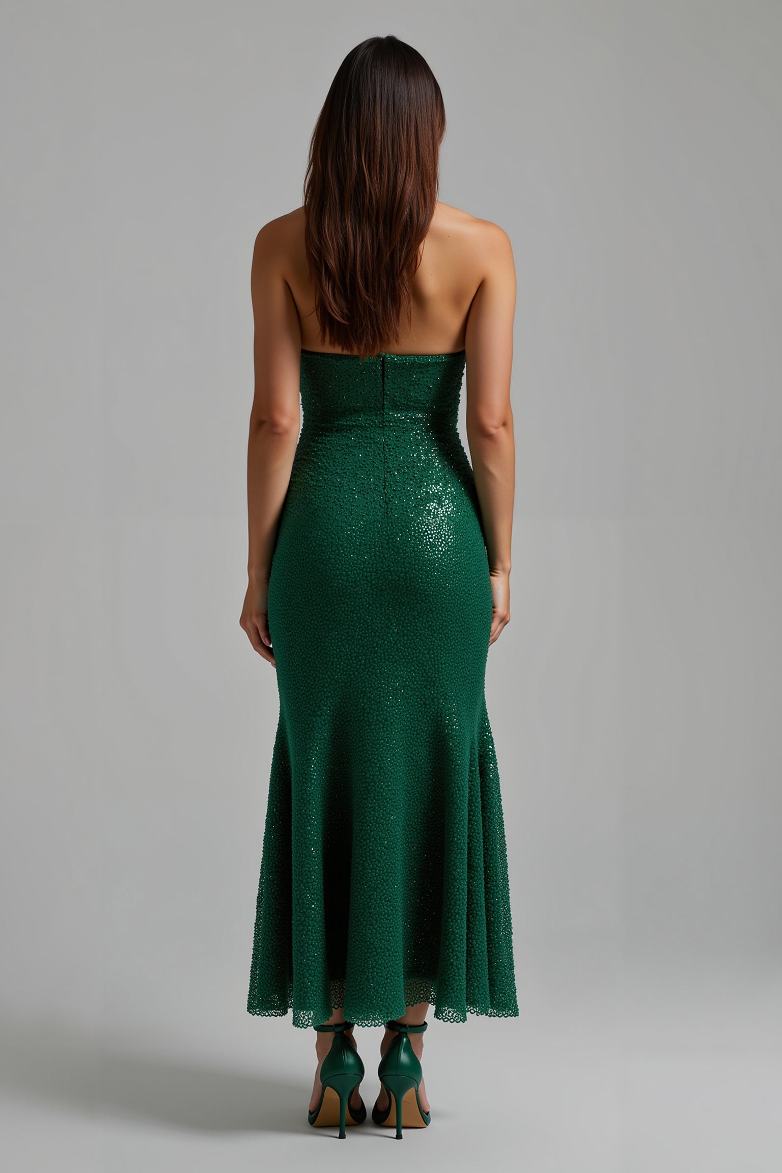Sparkly Maxi Dark Green Sheath Sweetheart Holiday Party Dress