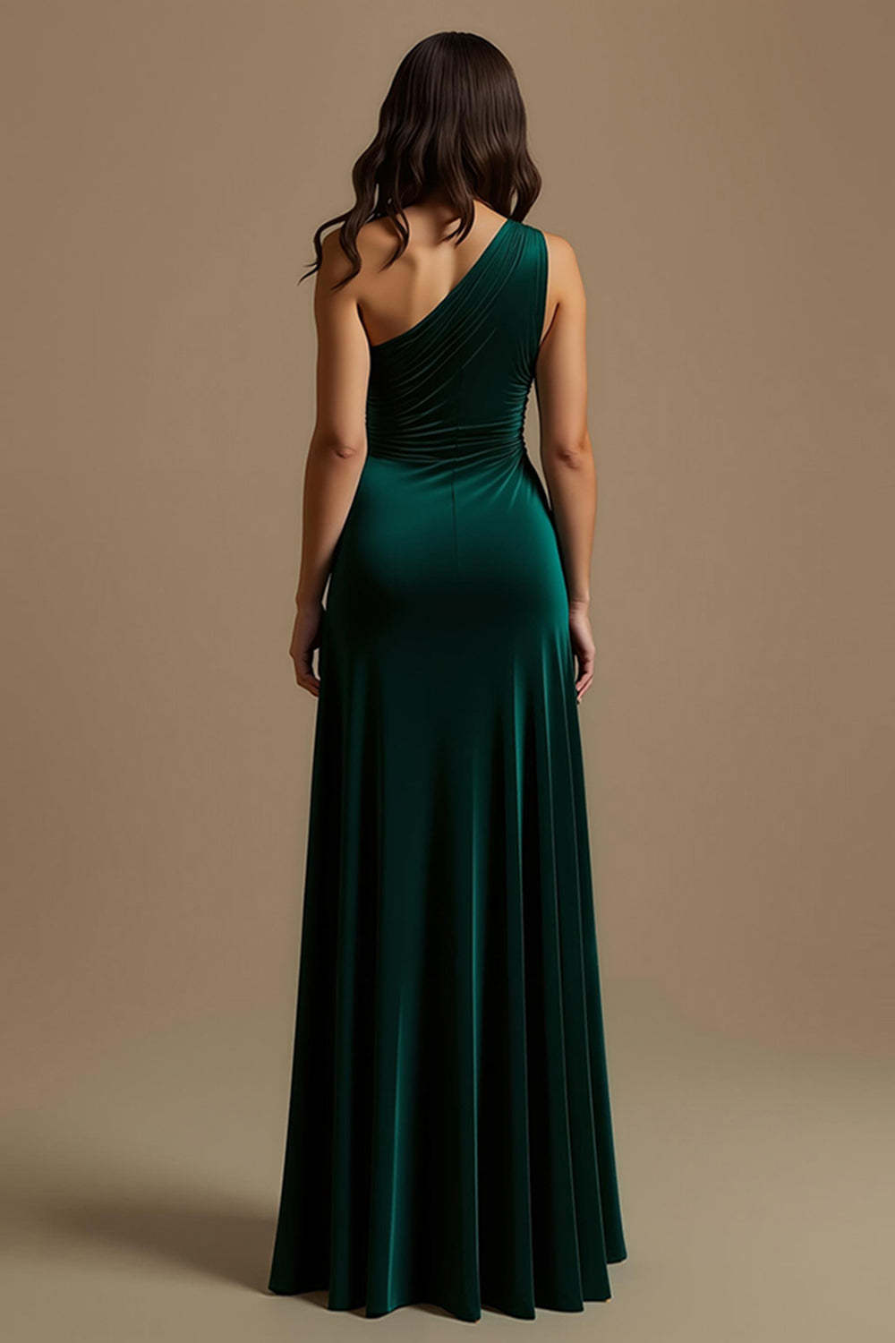 Dark Green Sheath One Shoulder High-Low Holiday Party Dress with Ruffles