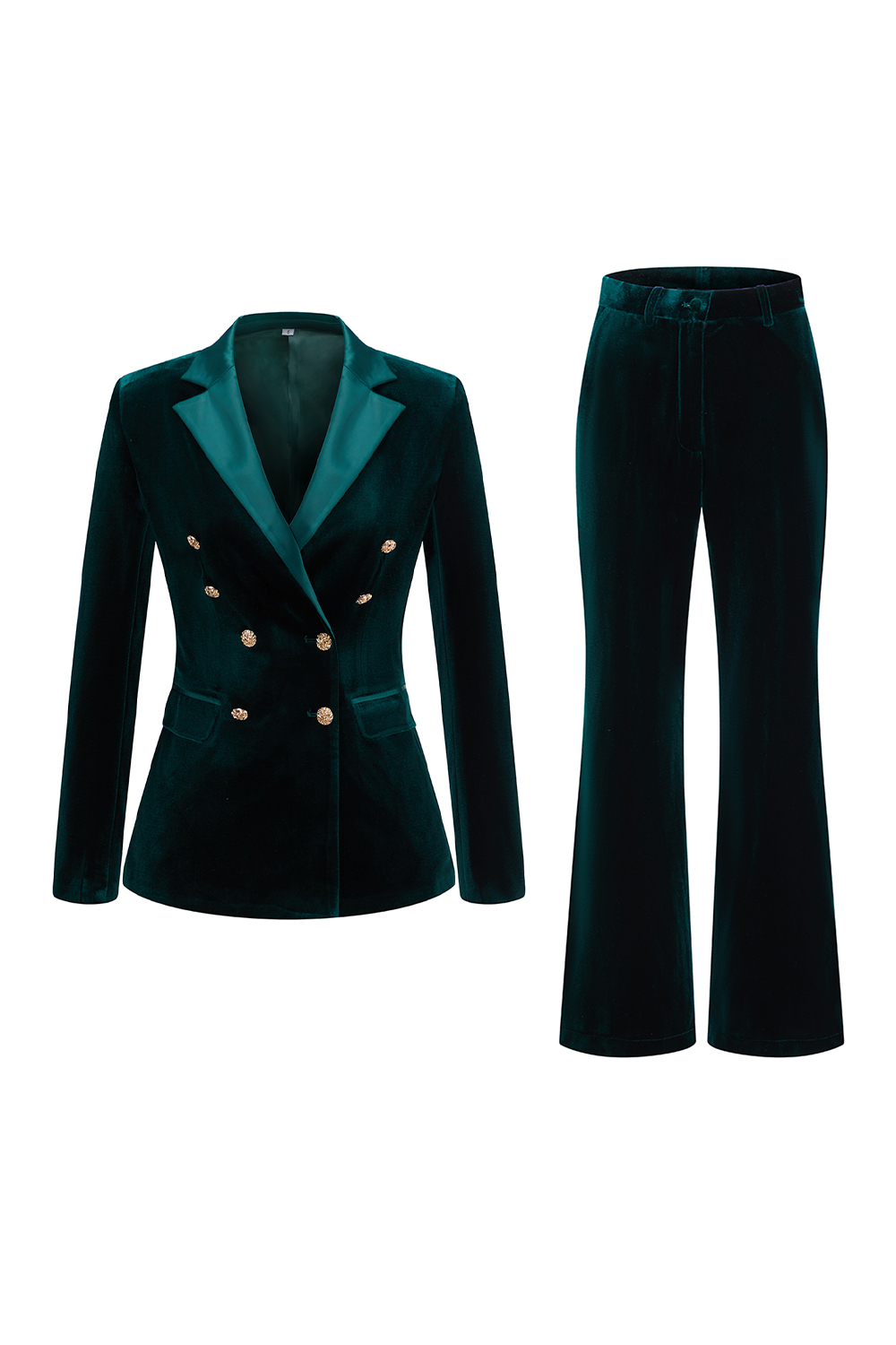 Dark Green Velvet Double Breasted 2 Piece Women Prom Suits
