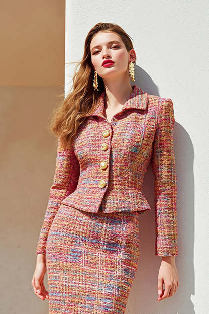 Sunset 2 Piece Tweed Pencil Midi Pageant Interview Outfits