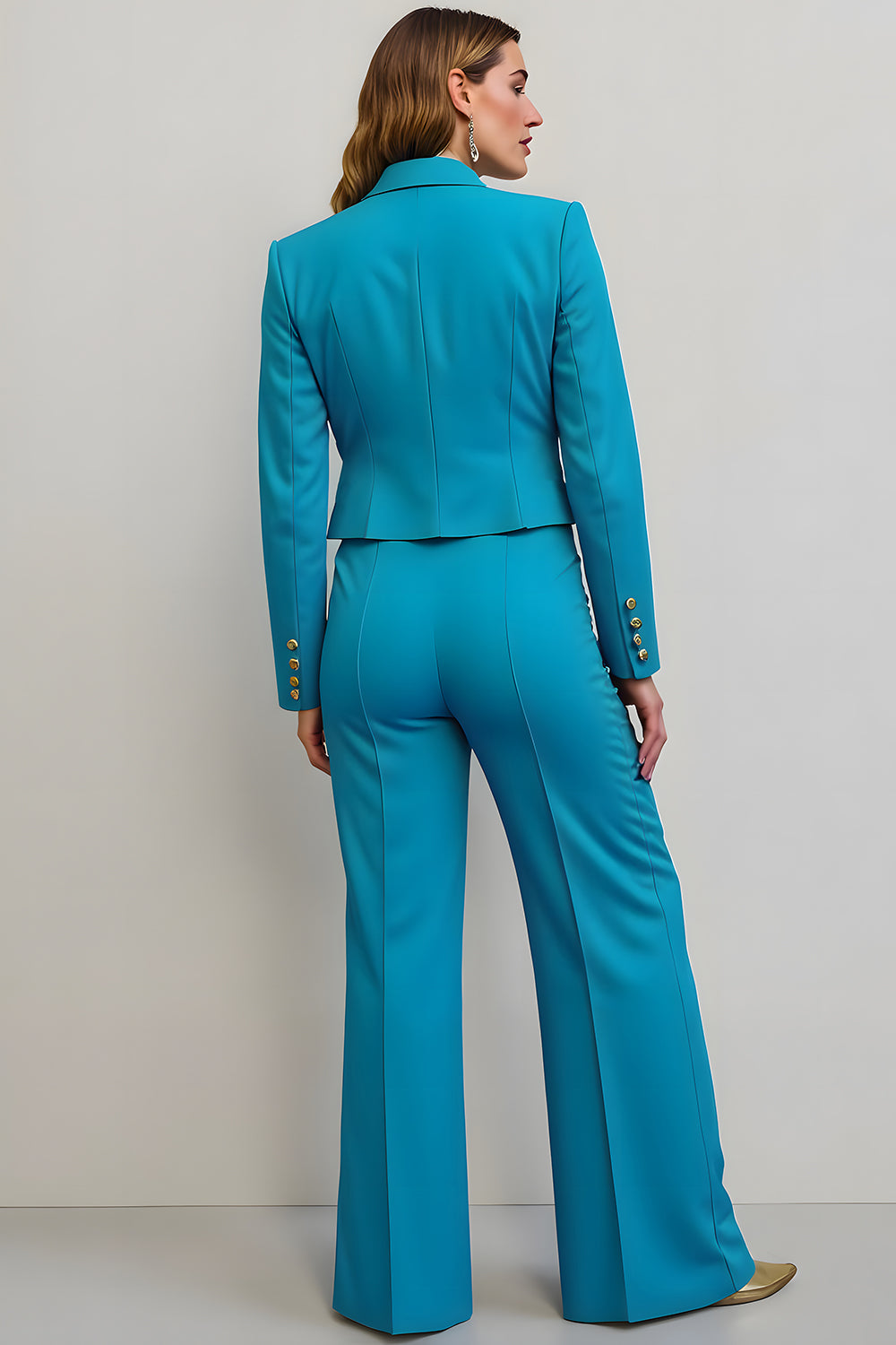 Blue Peak Lapel 2 Piece Women Prom Suits