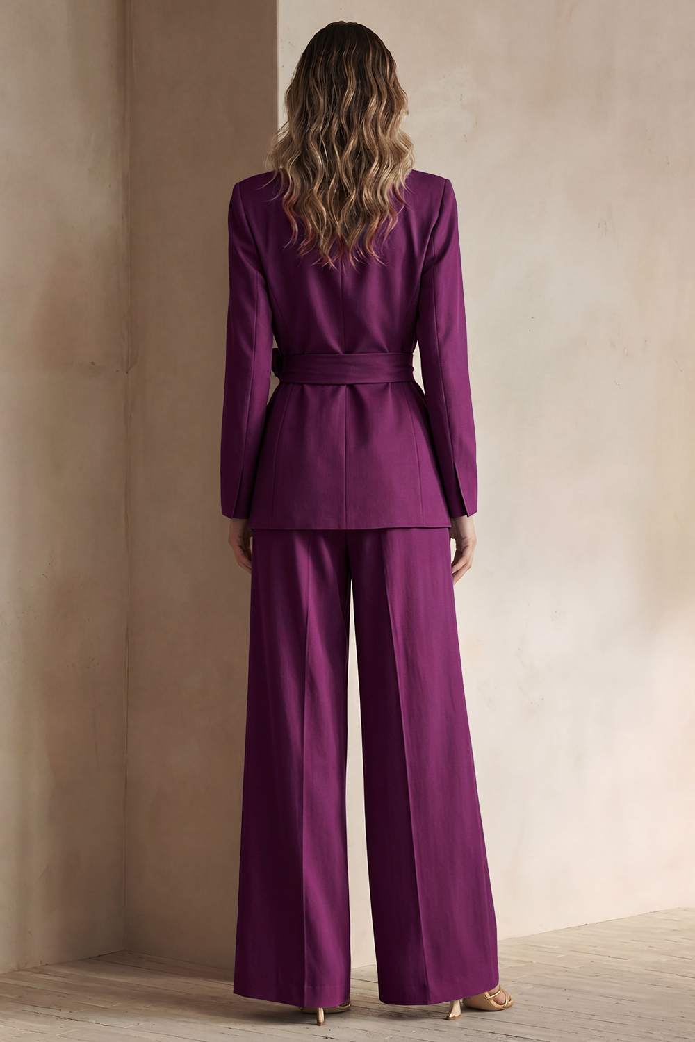 Blue Peak Lapel 2 Piece Women Prom Suits with Sash